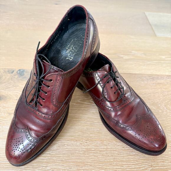 Hanover Master Flex All Leather Oxford Wingtip Burgundy Dress Shoes Mens 9.5 main image 5